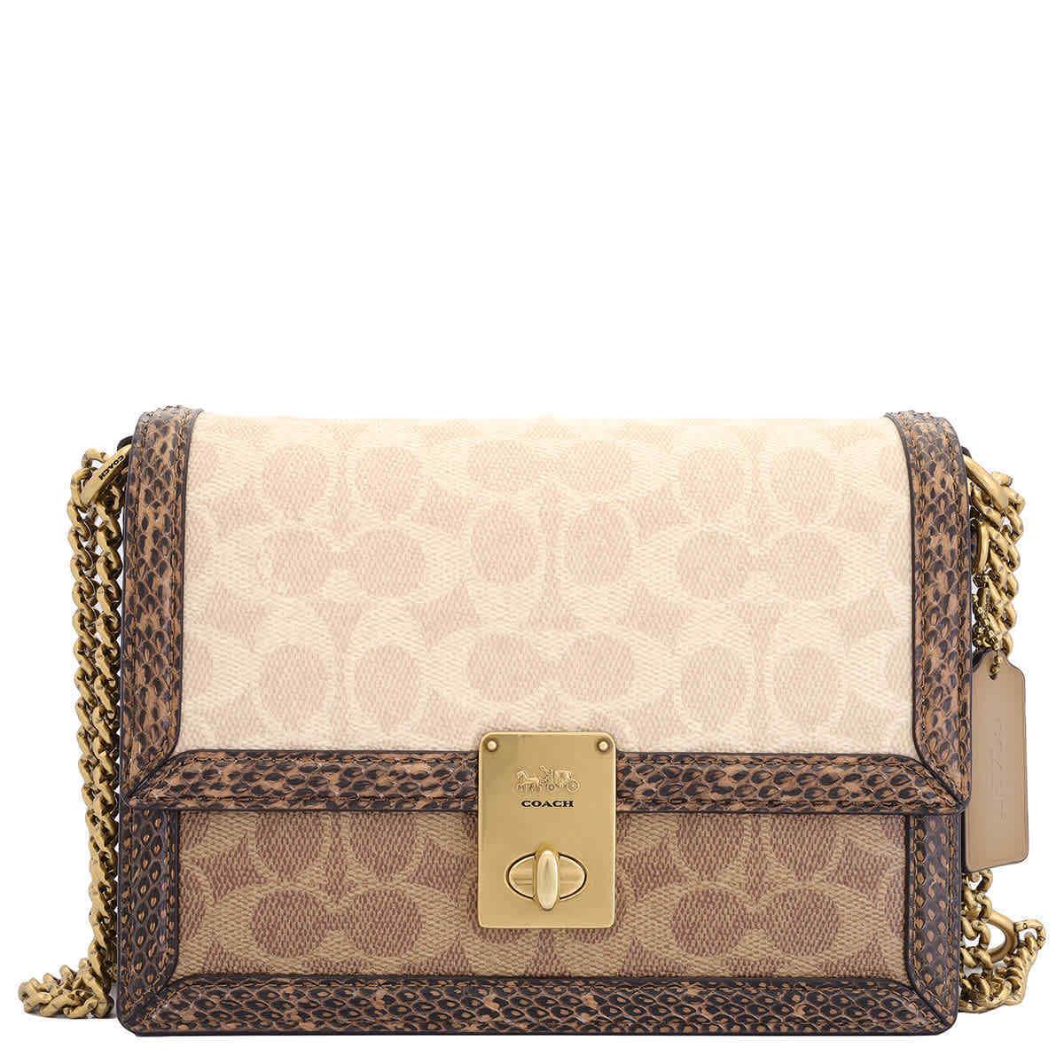 Coach Ladies Hutton Signature Canvas with Snakeskin Detail Shoulder Bag