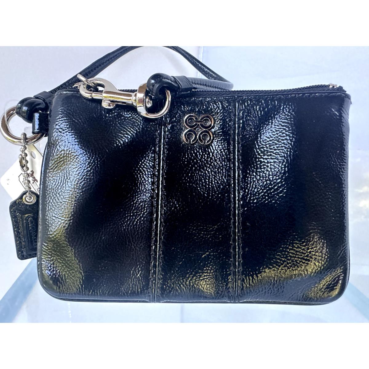 Coach Wristlet Black Small Wallet Zip Pouch Leather