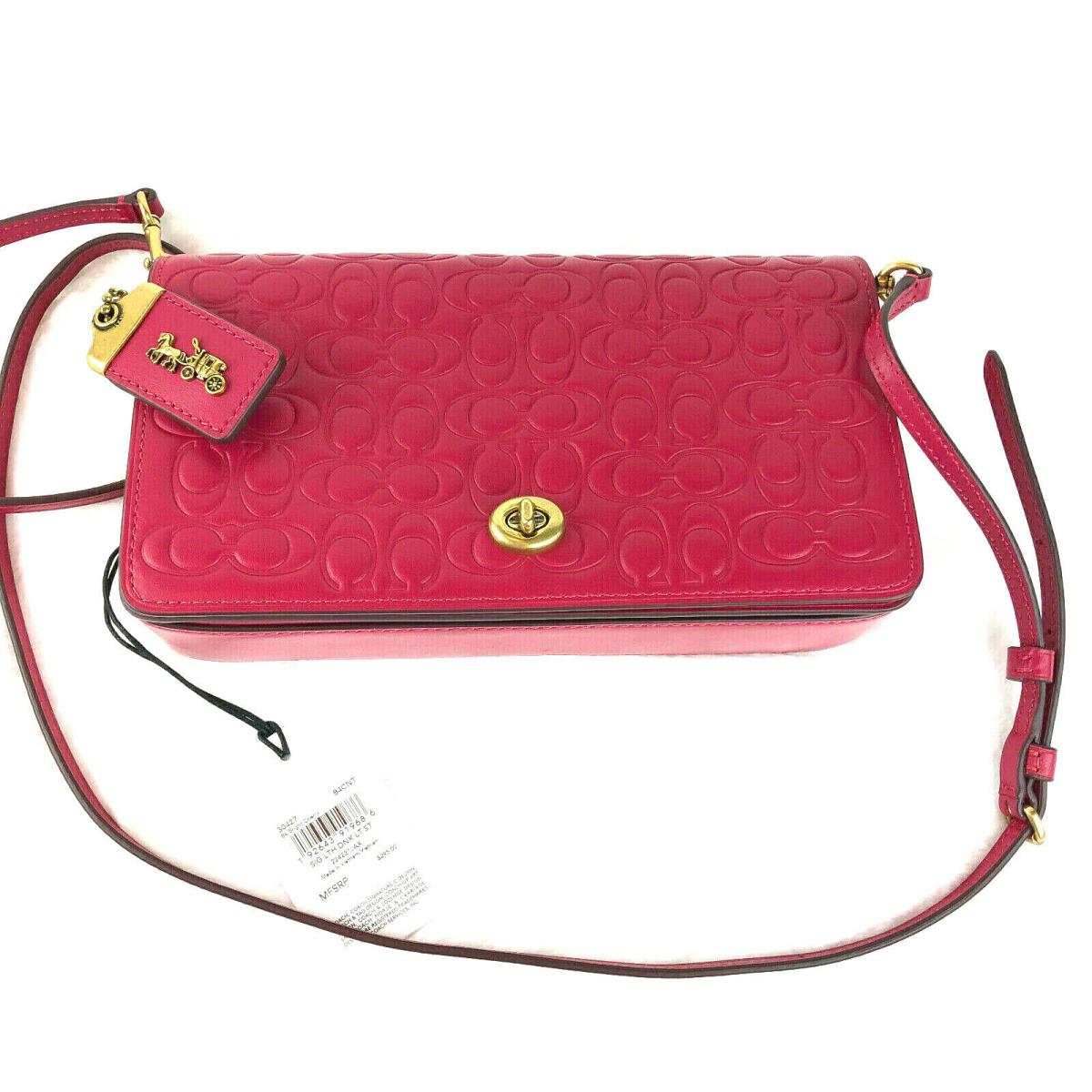 Coach Dinky Crossbody/clutch in Sig Leather Pink 30427 Retail