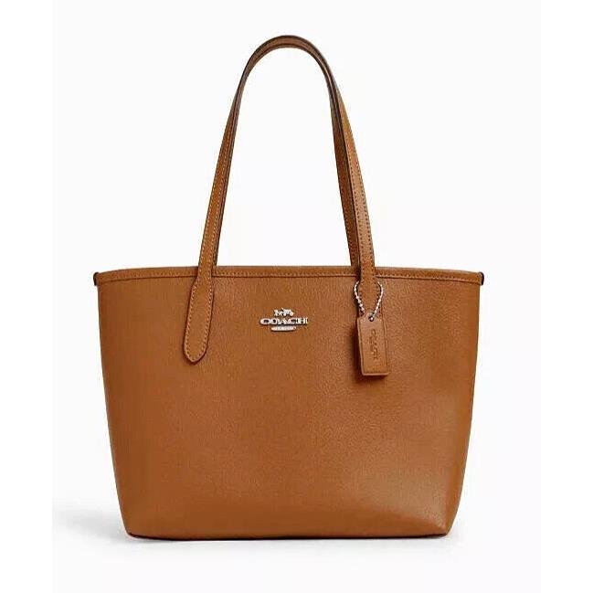 Coach CT859 Small City Tote Leather Bag Light Saddle