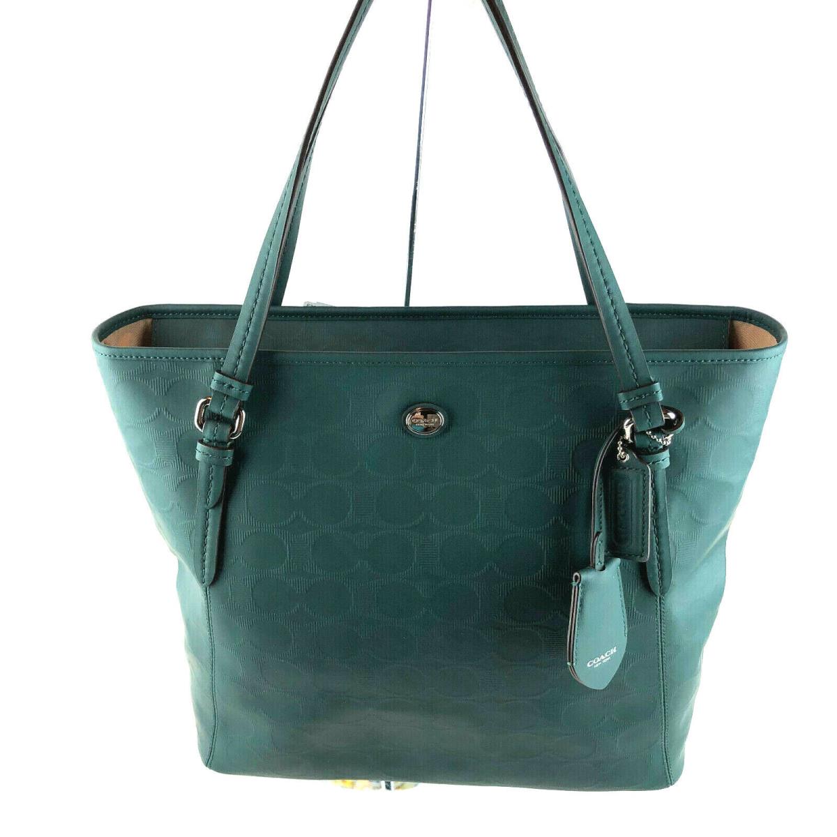 Coach Peyton Lin C Embossed Zip Tote Hunter Green F31404 Retail