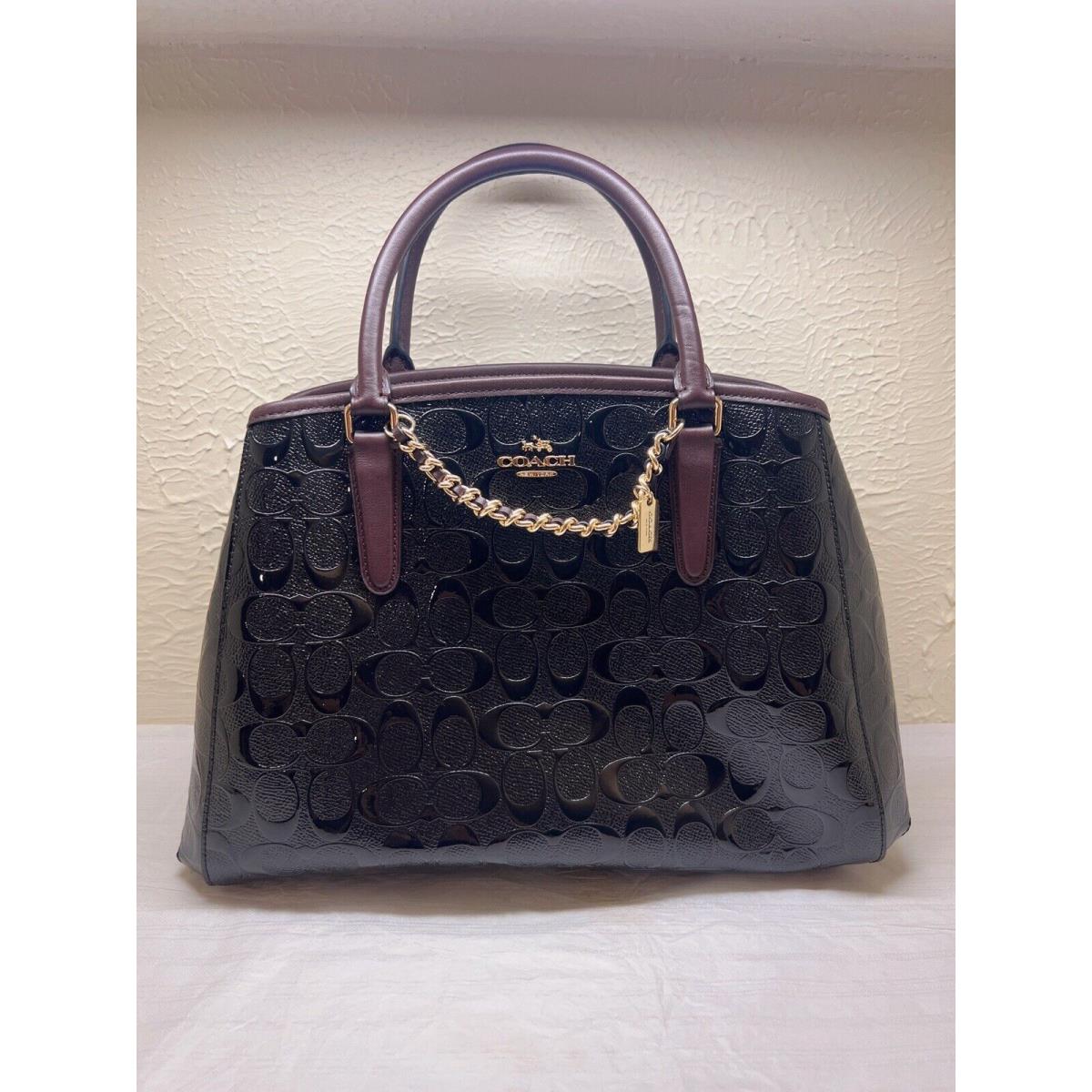 Coach F55451 Margot Debossed Carryall Oxblood Black Edge