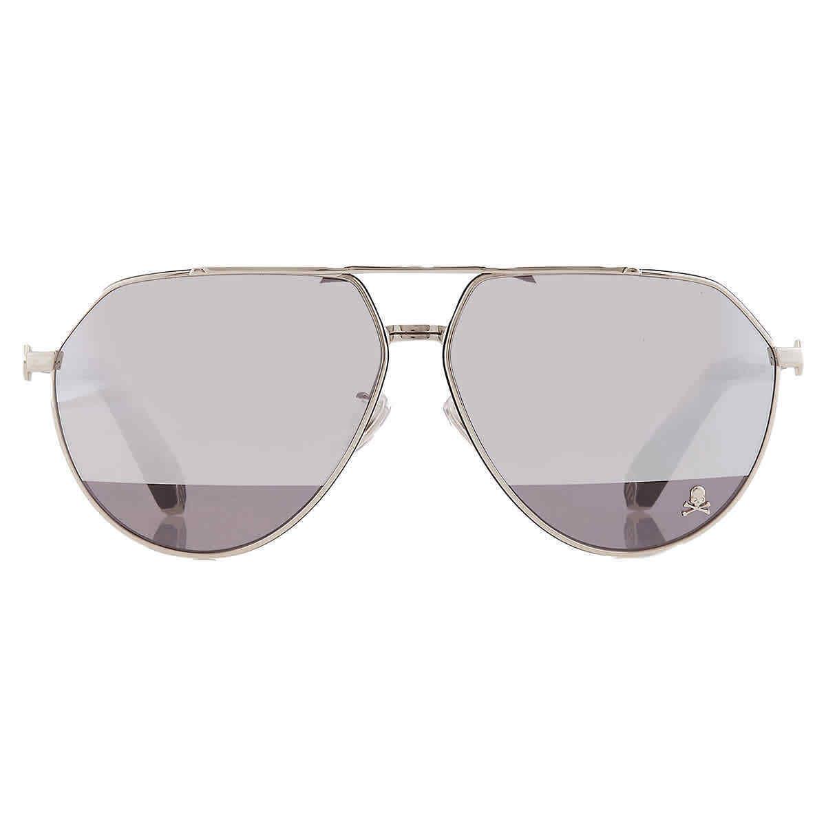 Philipp Plein Grey Pilot Men`s Sunglasses SPP007M 583H 64 SPP007M 583H 64