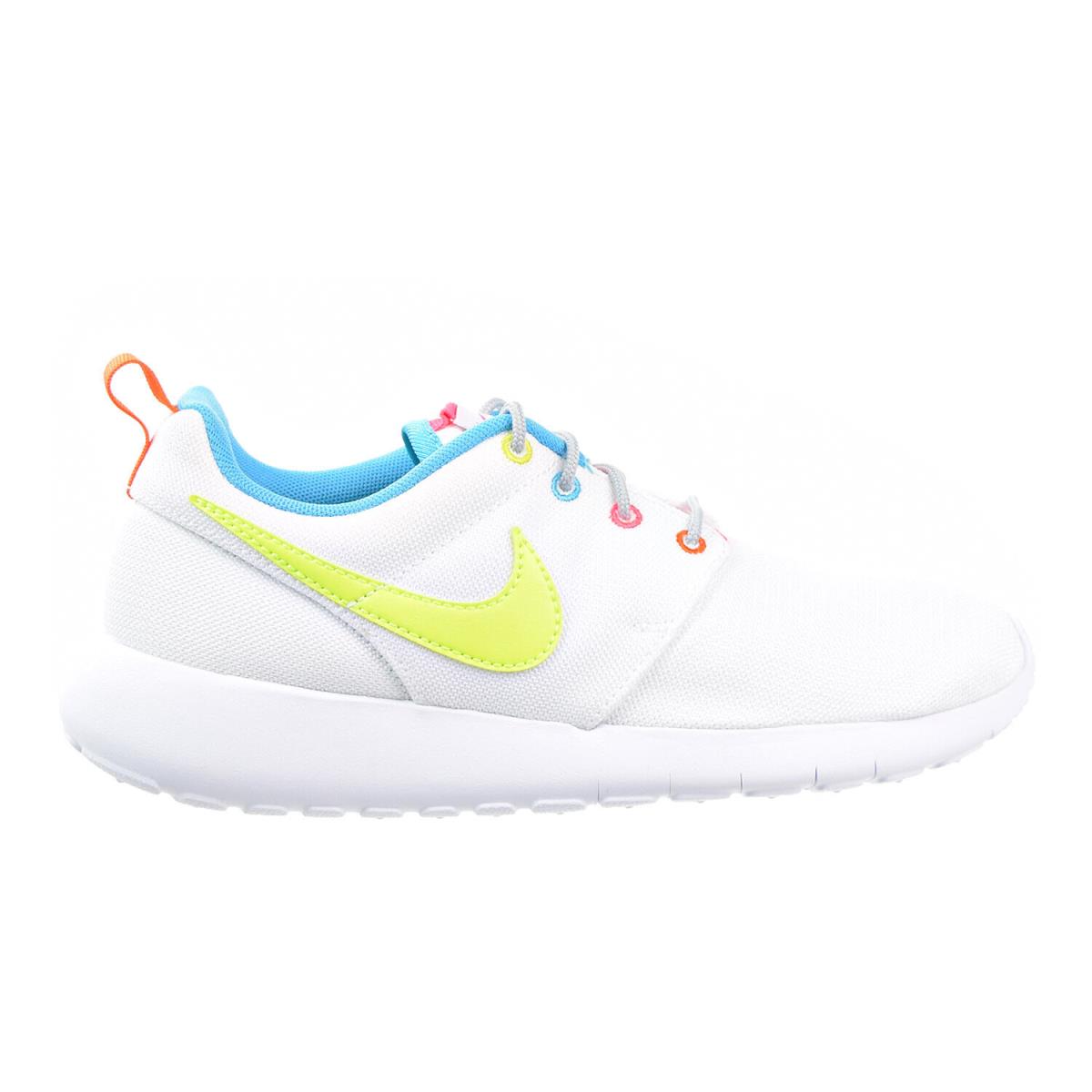 Nike Roshe Run Big Kid GS Shoes White-racer Pink-fire Pink-volt 599729-105 - White/Racer Pink/Fire Pink/Volt