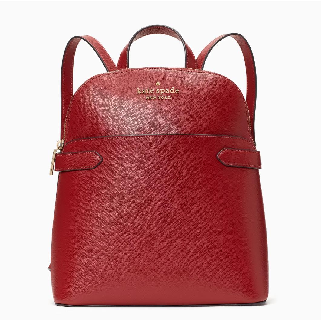 New Kate Spade Staci Saffiano Leather Dome Backpack Red Currant with Dust Bag