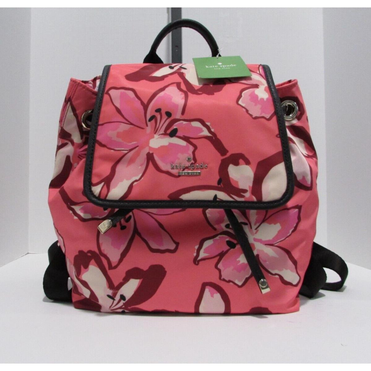 Kate Spade Molly Backpack Classic Nylon Floral Coral Rare Fash Brands