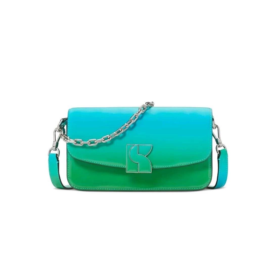 Kate Spade Dakota Ombre Patent Leather Mint Liqueur Multi Small Crossbody New