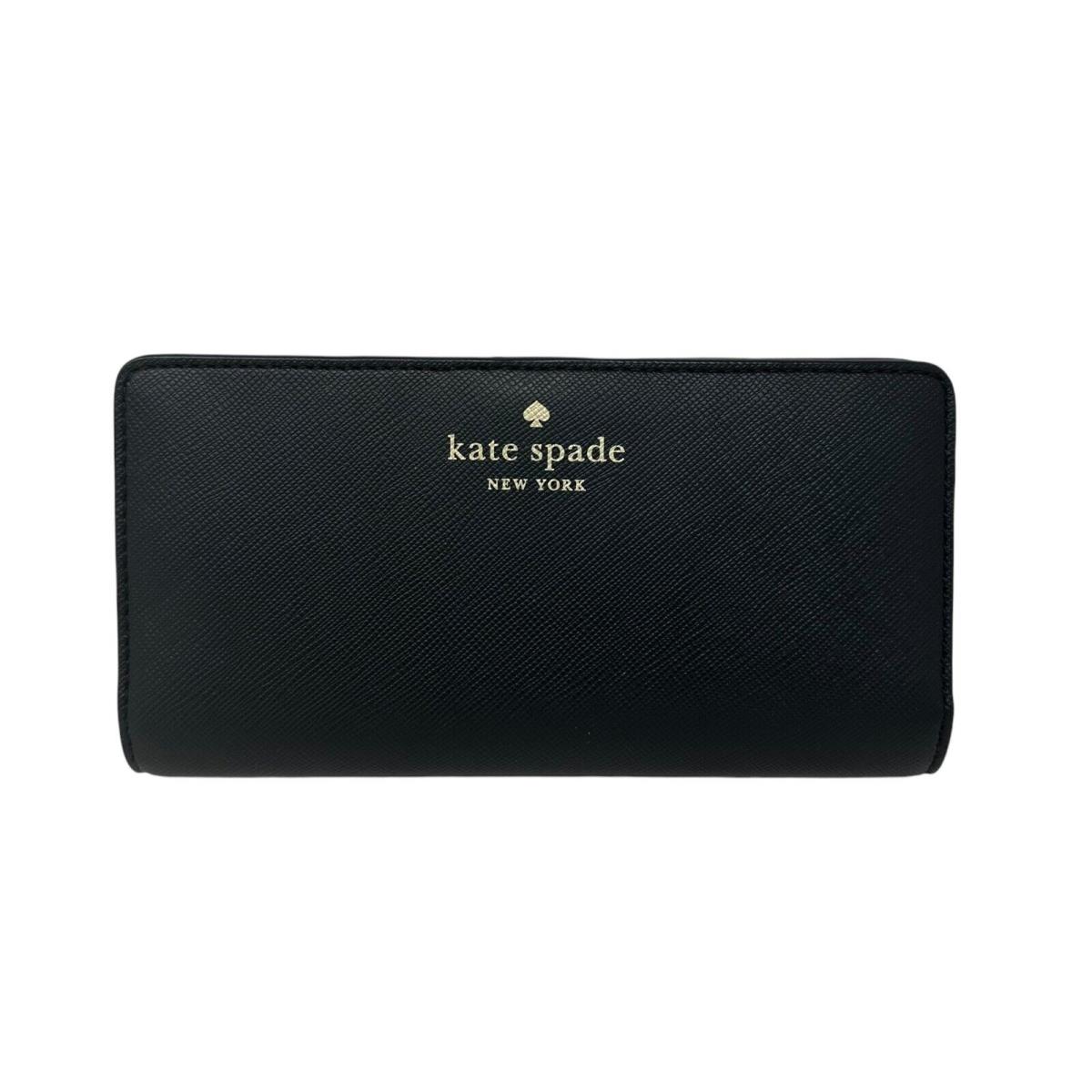 Kate Spade Brynn Large Slim Black Saffiano Bifold Wallet KH611