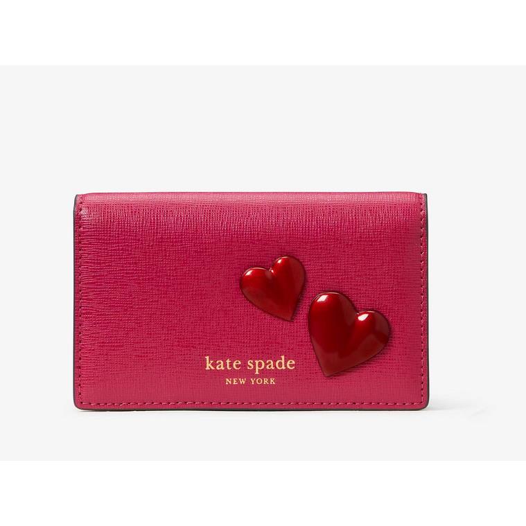 Kate Spade Pitter Patter Small Bifold Snap Wallet Red Hearts - Gorgeous Wallet