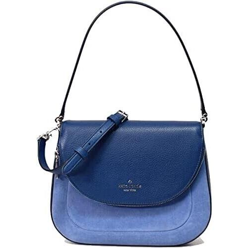 Kate Spade New York Leila Medium Flap Shoulder Leather and Suede Bag - Blueberry