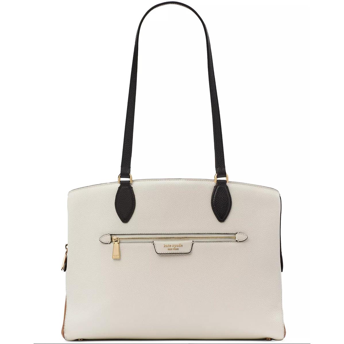 Kate Spade Hudson Pebbled Leather Work Tote Parchment