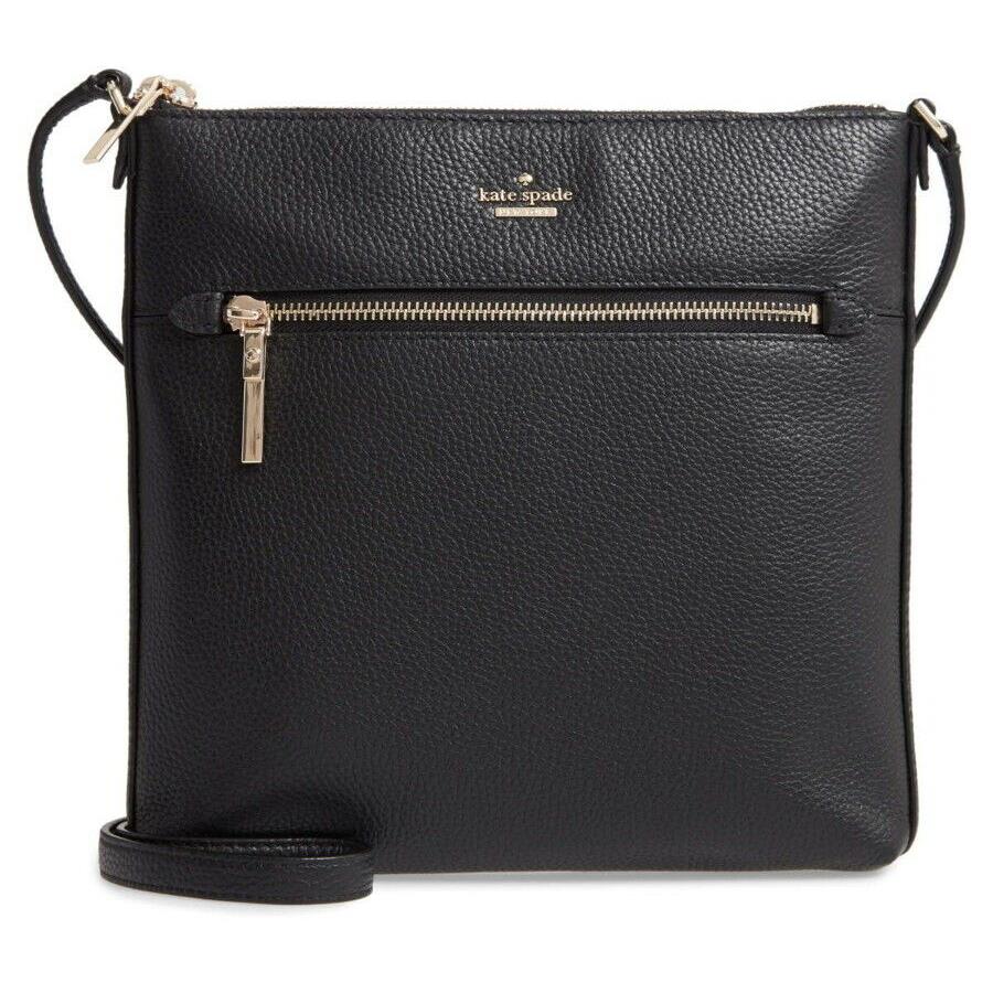 Kate Spade NY Shirley Large Black Pebbled Leather Crossbody Bag PXRUA467 New