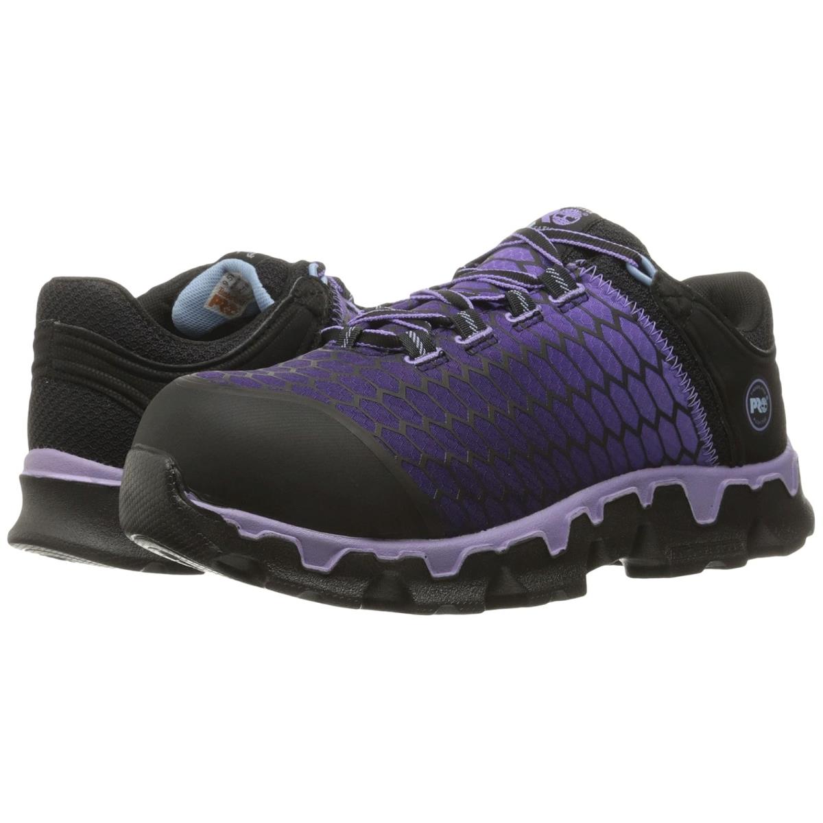 Woman`s Shoes Timberland Pro Powertrain Sport Alloy Safety Toe EH - Black Synthetic/Lavender