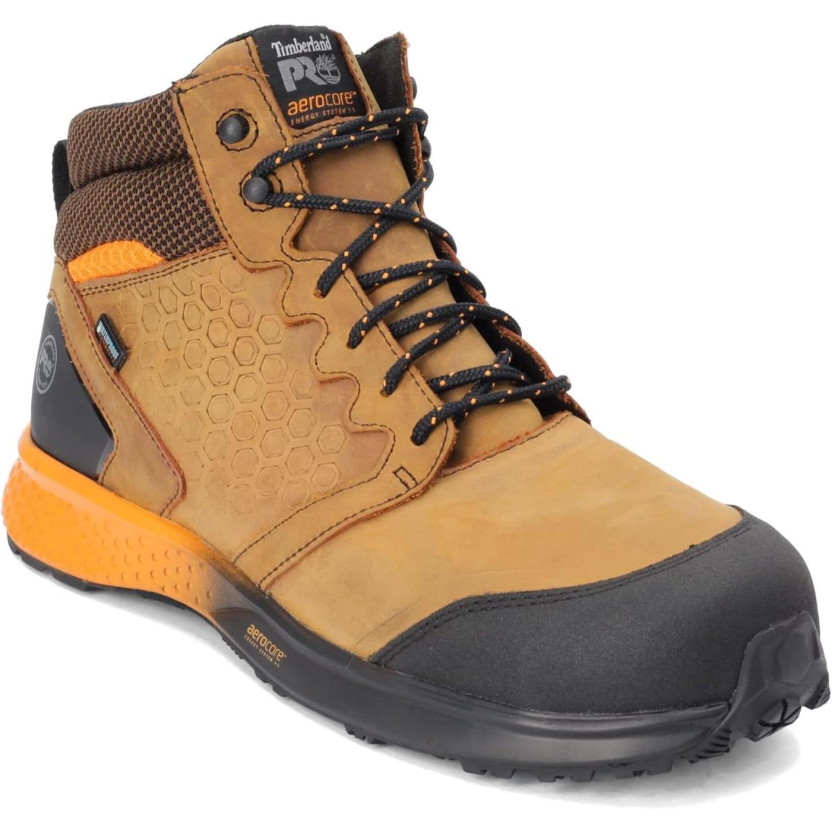 Timberland Pro Men`s Reaxion Athletic Hiker Wateproof Composite Toe Work Boot - Brown/Orange