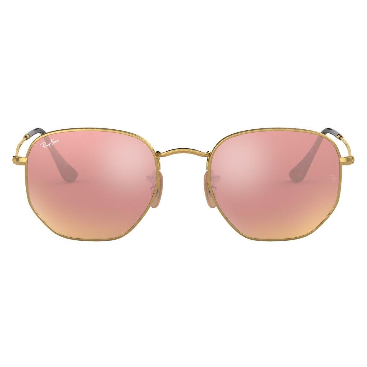 Ray-ban Women`s Hexagonal Flat Lens Sunglasses RB3548N 001/Z2 - Frame: Gold, Lens: Copper