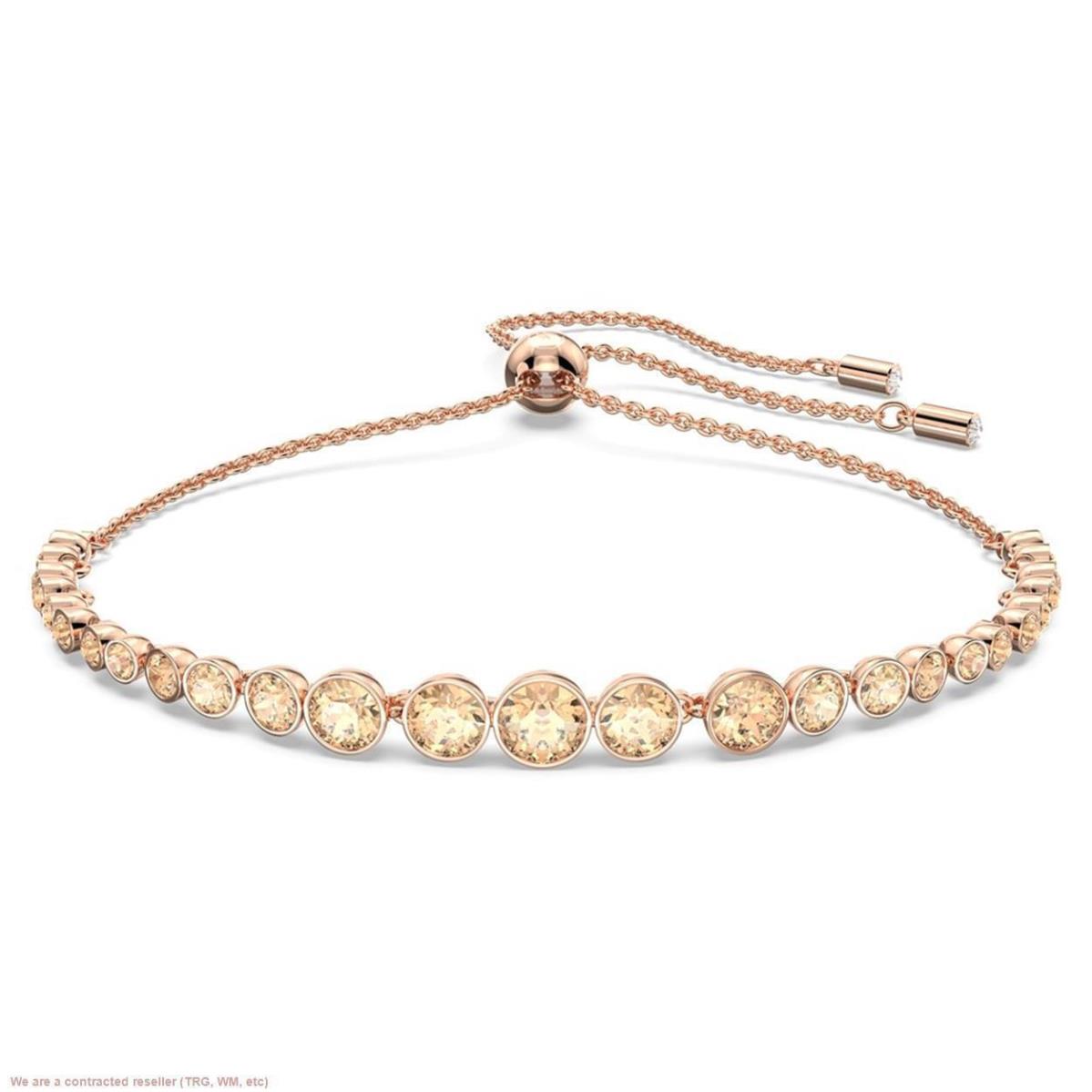 Swarovski Imber Emily Bracelet Round Pink Crystals On Rose Gold-tone