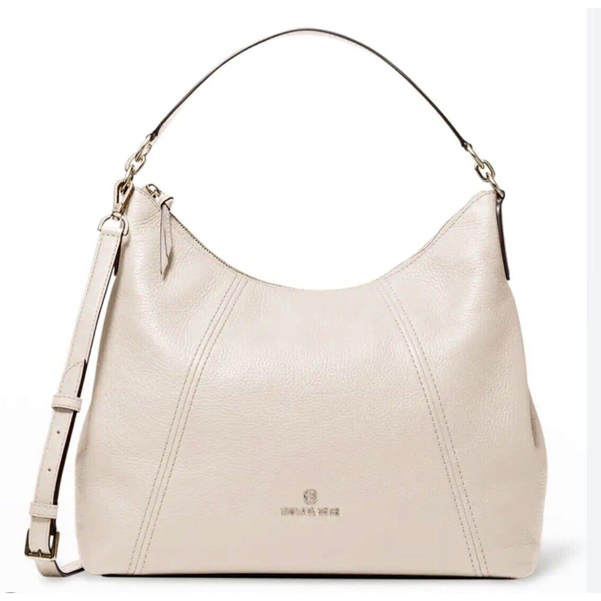 Michael Kors Sienna Large Leather Convertible Shoulder Bag Light Cream