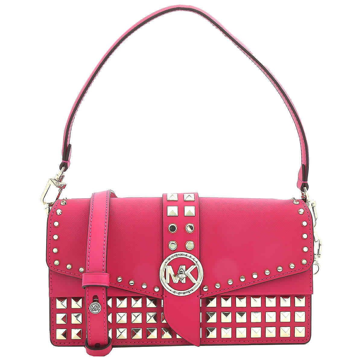 Michael Kors Ladies Medium Greenwich Shoulder Bag - Rubin Red 30S2LGRL8L-678 - Exterior: Rubin Red