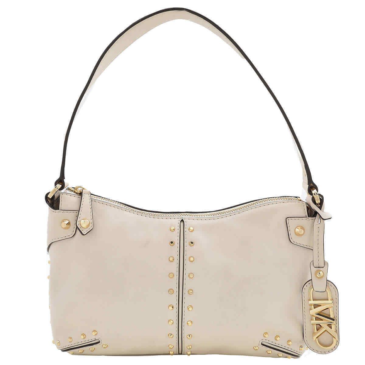 Michael Kors Astor Studded Large Leather Handbag in Light Cream 32S3GATU3L289 - Exterior: Lt Cream