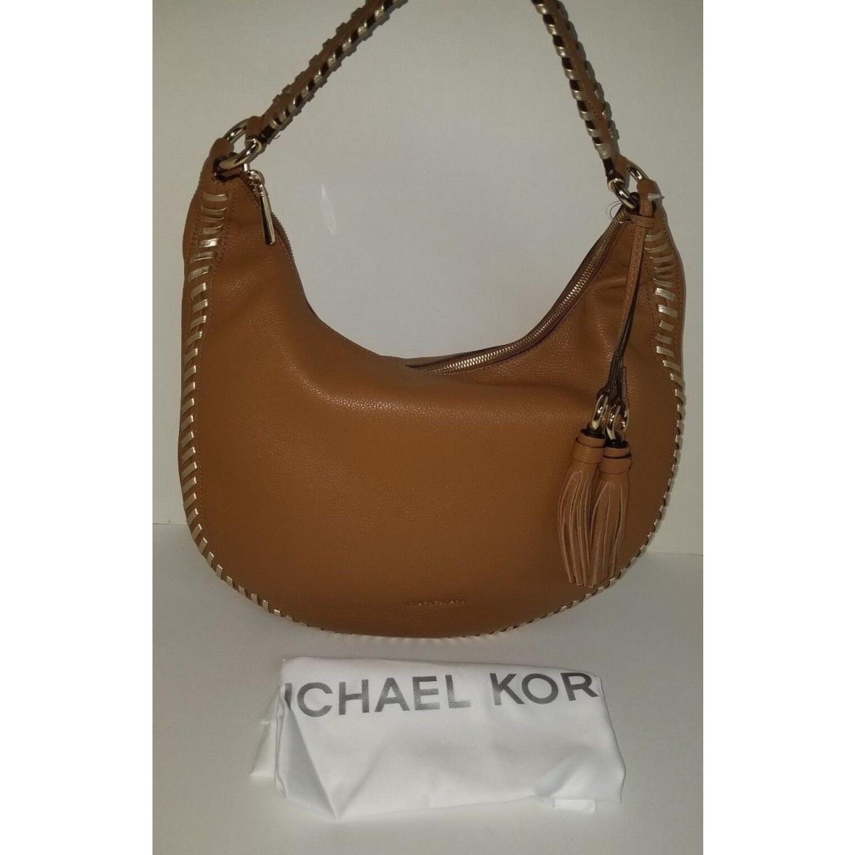 Michael Kors Lauryn Acorn Brown Large Leather Shoulder Hobo Handbag Purse