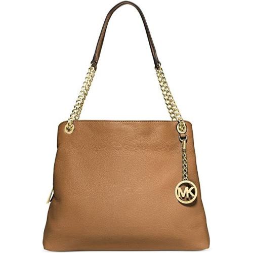 Michael Kors Jet Set Chain Leather Shoulder Bag Peanut Brown Handbag Gold