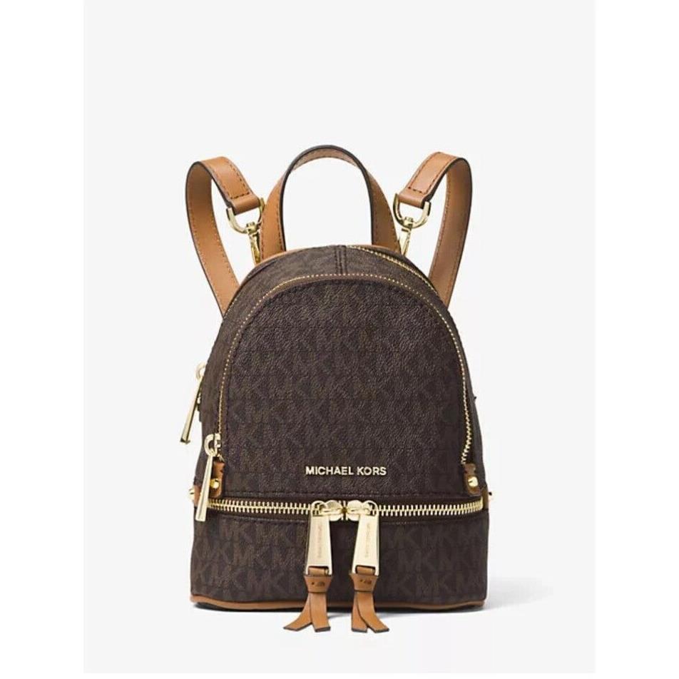 Michael Kors Rhea Mini Convertible Logo Backpack Brown/acorn Dust Bag