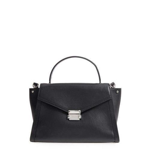 Michael Kors Whitney Large Leather Satchel 30T8SXIS3L Black - Exterior: Black