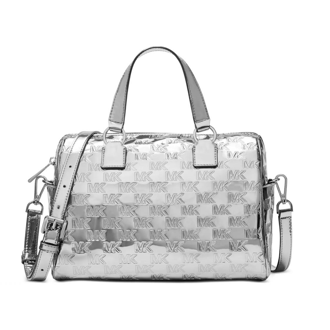 Michael Kors Mason Medium Duffle Satchel Silver - Exterior: Silver