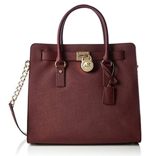 Michael Kors Claret Saffiano Leather Hamilton NS Tote Dark Burgundy