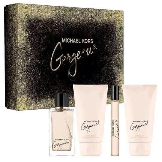 Gorgeous by Michael Kors 4 Pcs Set 3.4 Oz. Edp Spray+10MLSP+LOTION 3.3+SGEL 3.3