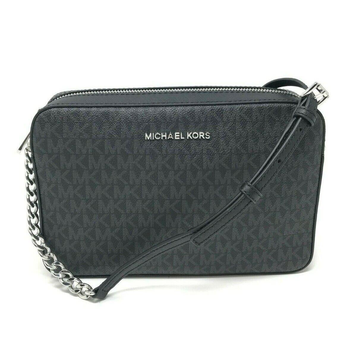 Michael Kors Jet Set Item Large East West Black Signature Crossbody Chain Bag