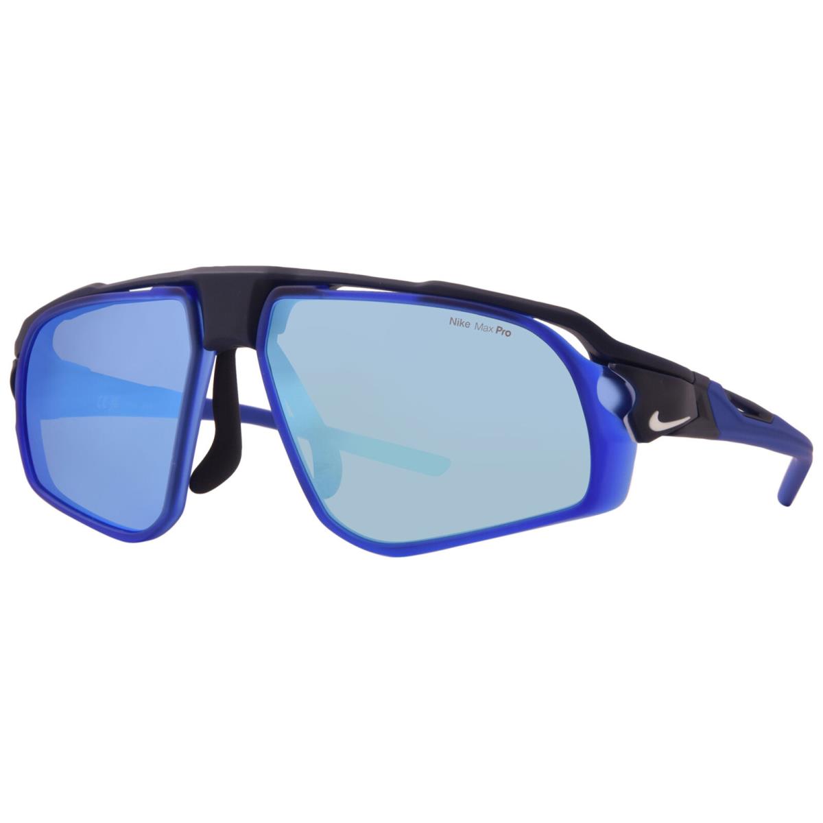 Nike Flyfree-m FV2391 410 Sunglasses Men`s Matte Navy Blue Mirror/volt 59mm