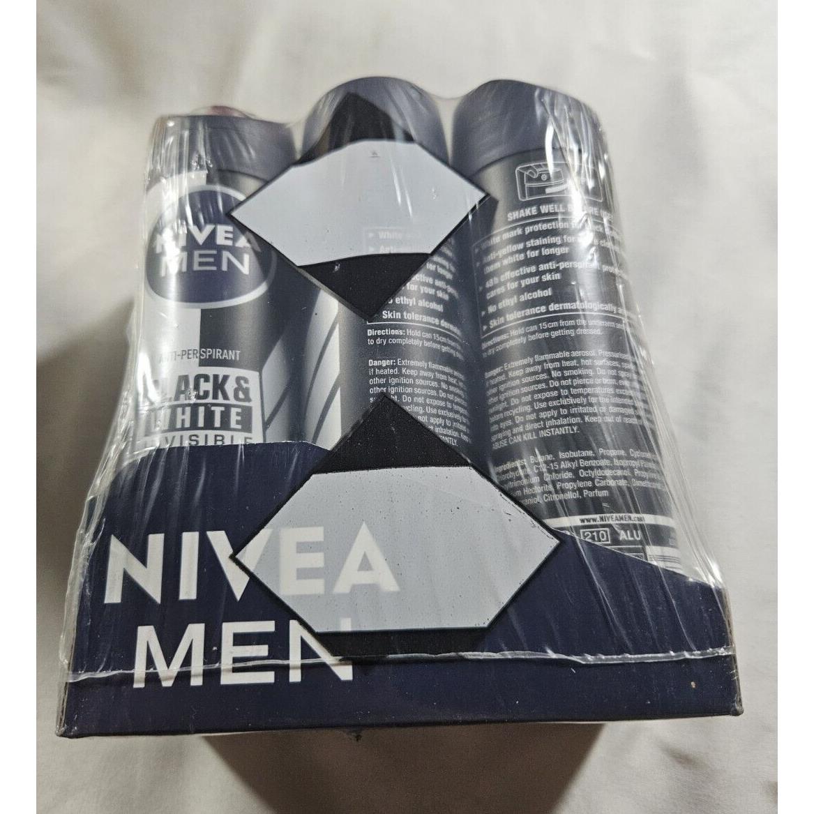 Nivea Men Antiperspirant Spray Black White Invisible 6 Pack