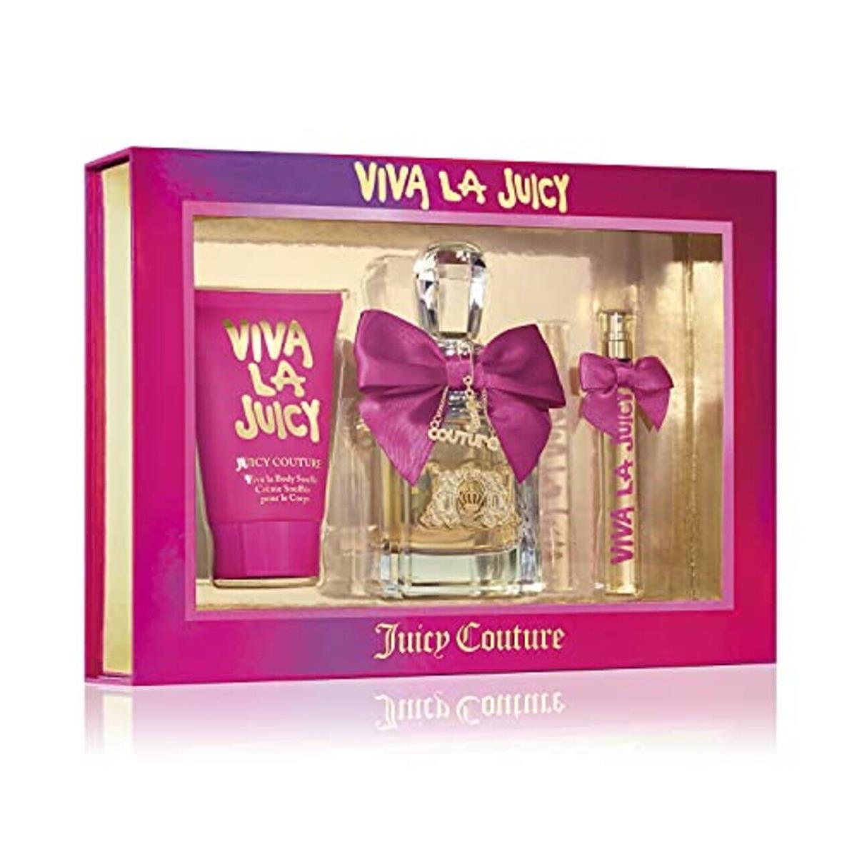 Viva LA Juicy 3 PC Gift Set For Women - 3.4 OZ + 0.33 Ozedp + 4.2 OZ Body Creme