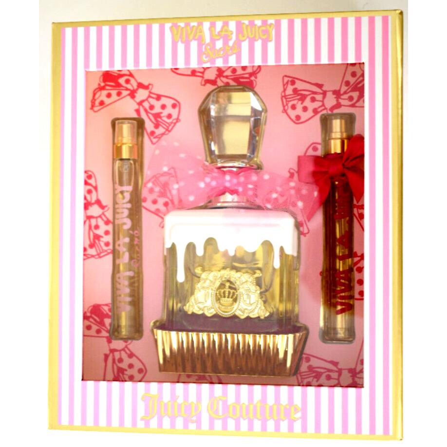 Juicy Couture Viva LA Juicy Sucre 3.4oz/100ml Edp Spray 3 Piece Gift Set