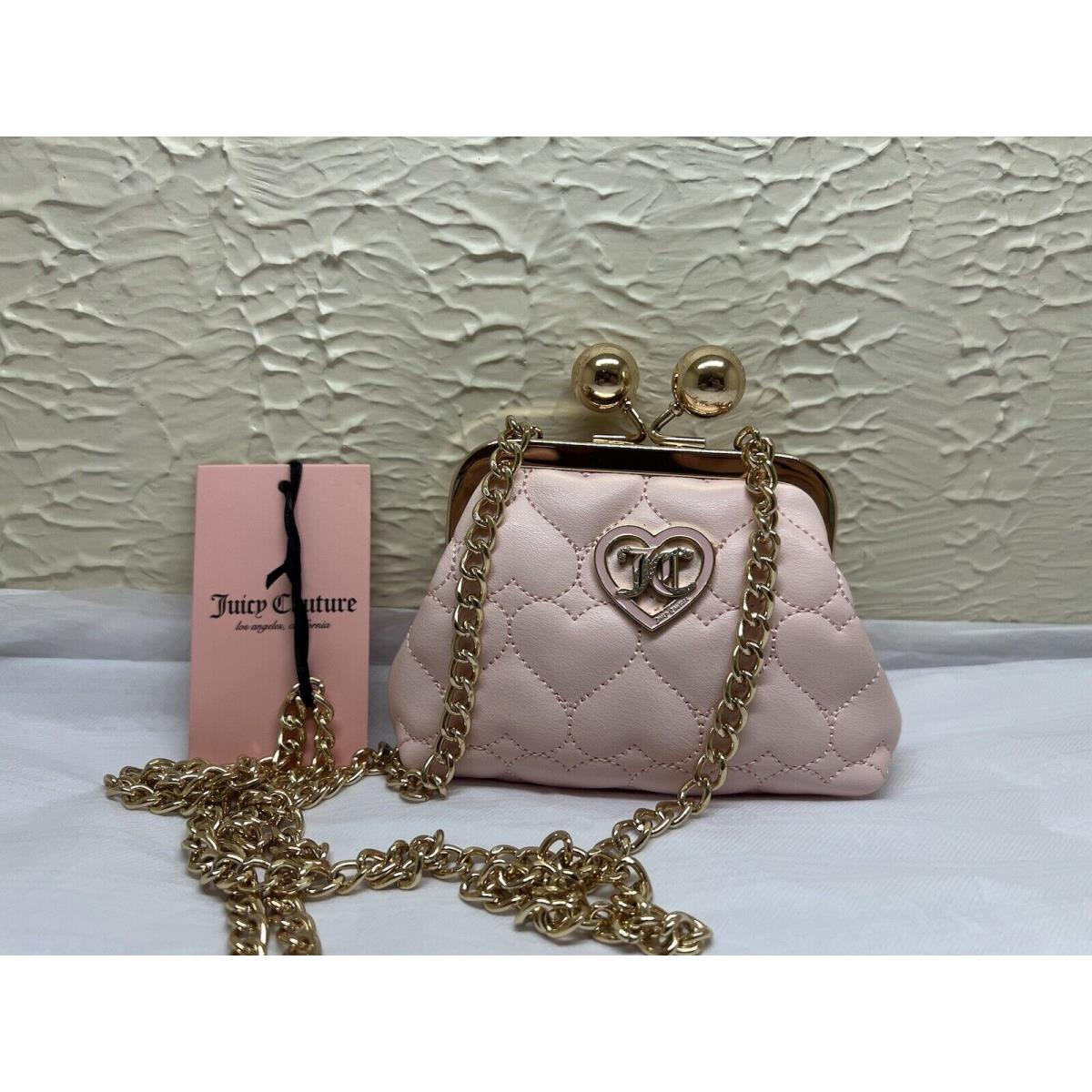 Juicy Couture Flawless Coin Purse Goldtone Chain Blush Pink Kisslock Bag