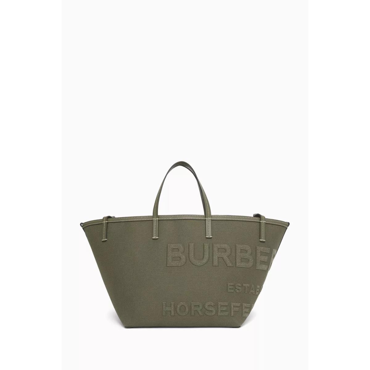 Burberry Olive Green Women Beach Tote Canvas Shoulder Bag Travel