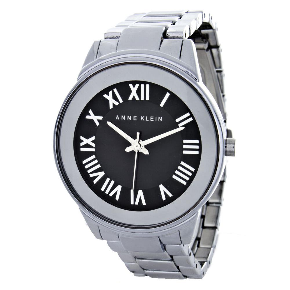 Anne Klein Women`s Black Dial Silver Band Quartz Watch - AK/1755BKSV