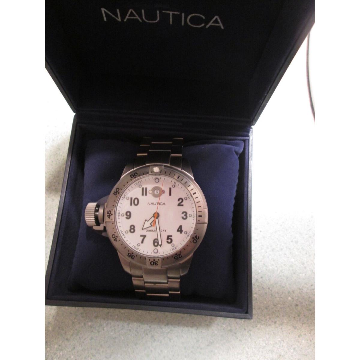 Nautica Titanium Watch A18522G Silver Diver