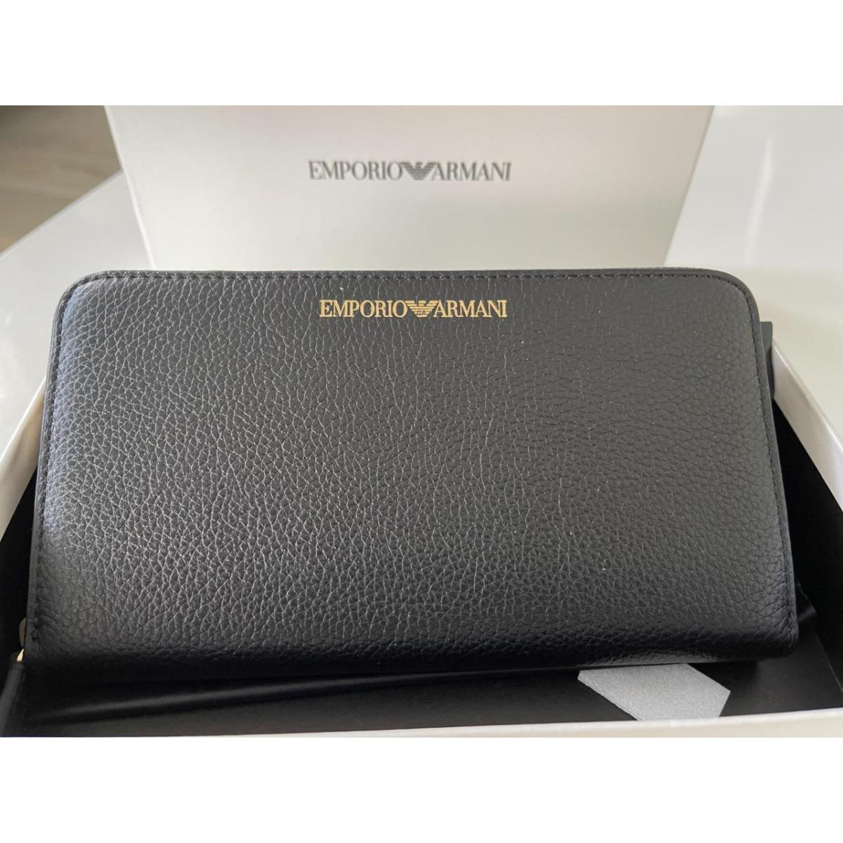 Emporio Armani Cervo Black Leather Unisex Zip Saround Wallet Y3H171 8AHOC