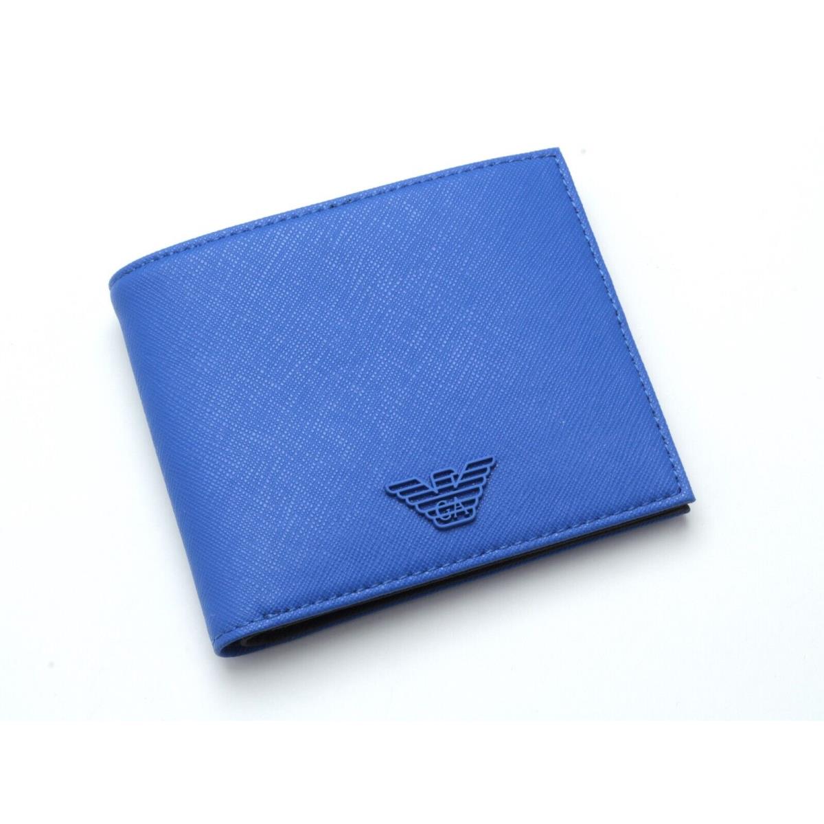 Emporio Armani Rubber Logo Bifold Credit Card Wallet Blue Y4R168