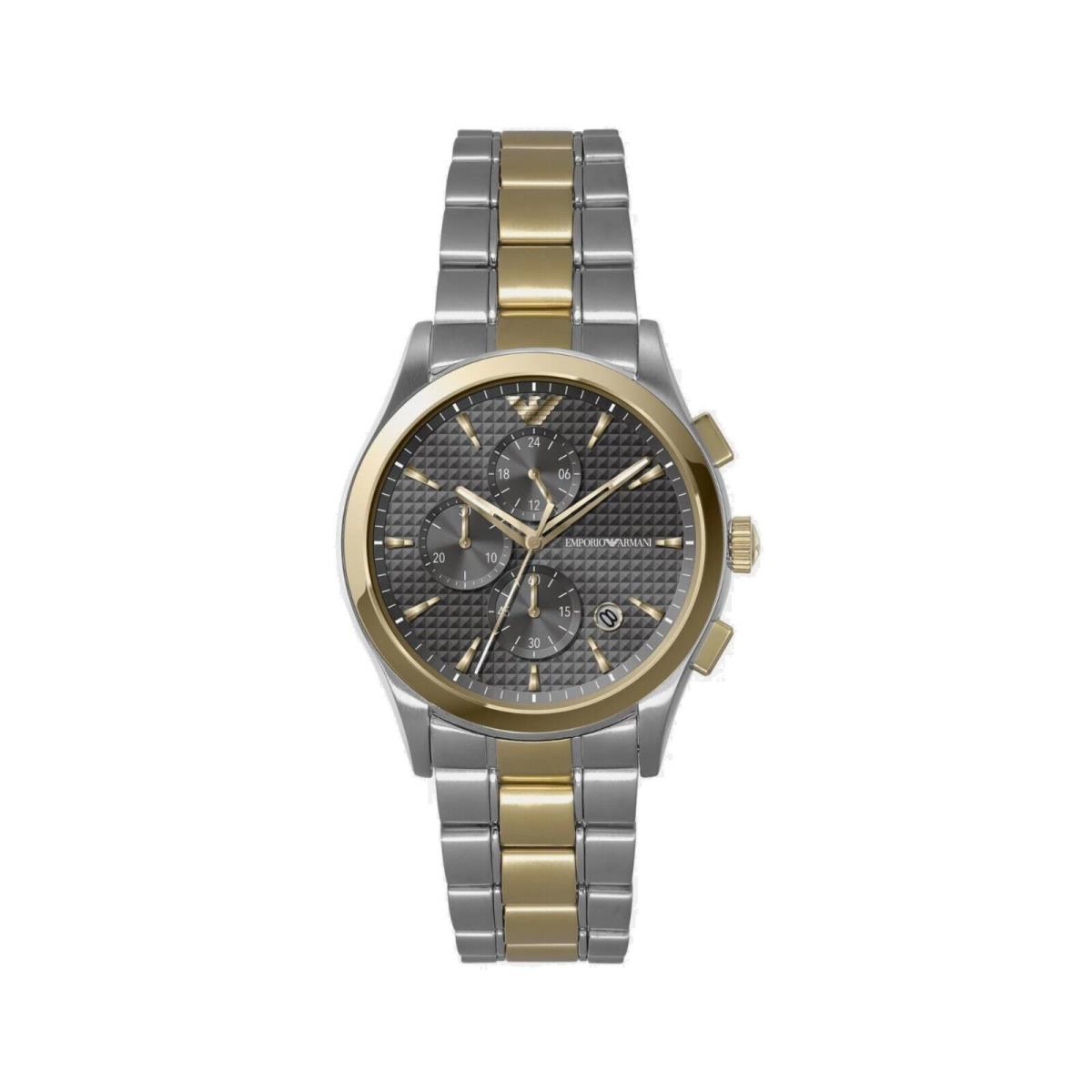 Emporio Armani Men`s Two Tone Gold Silver Stainless Chronograph Watch AR11527