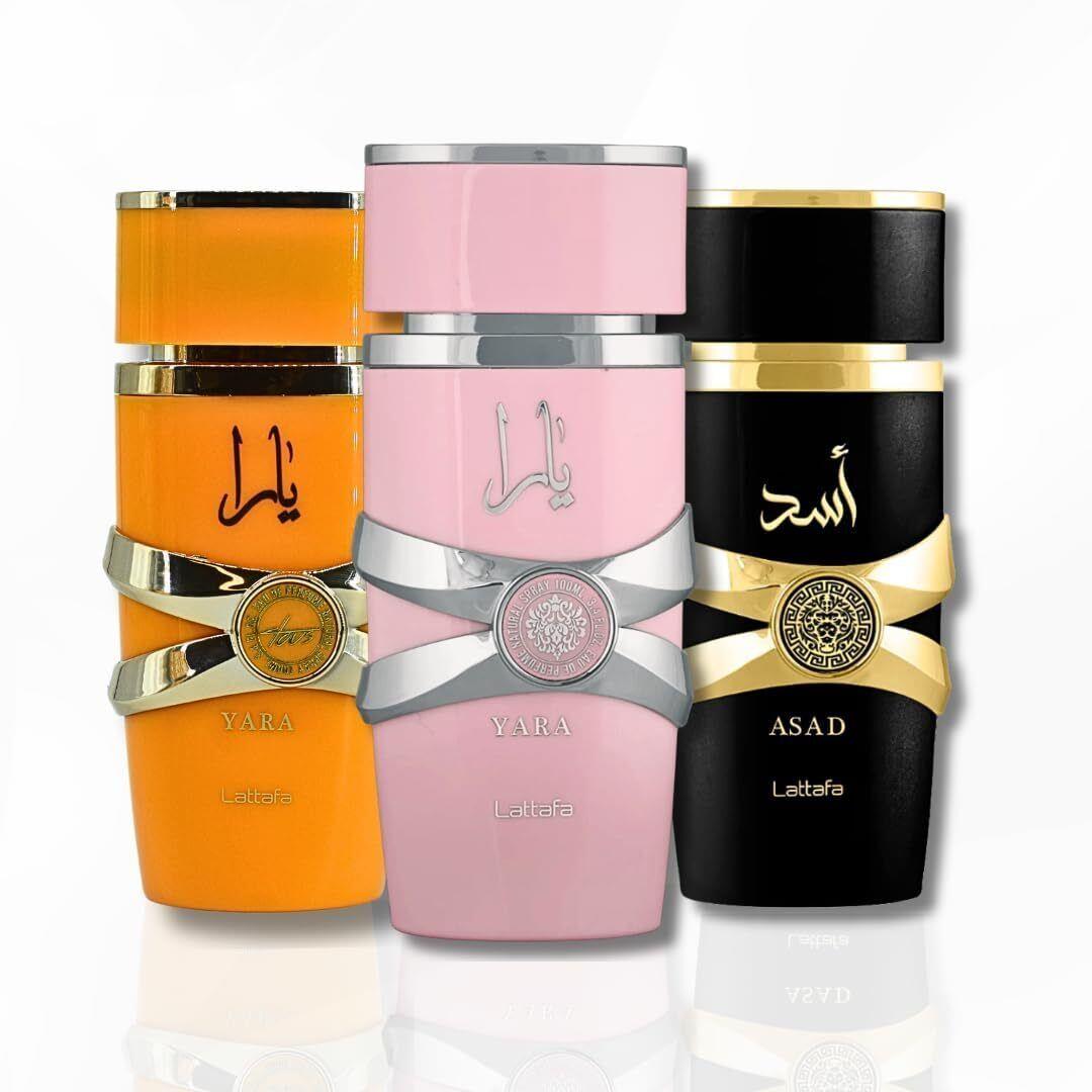 Lattafa For Unisex Eau de Parfum Yara Women+yara Tous Women+asad Men 3.4 Oz 3Pcs