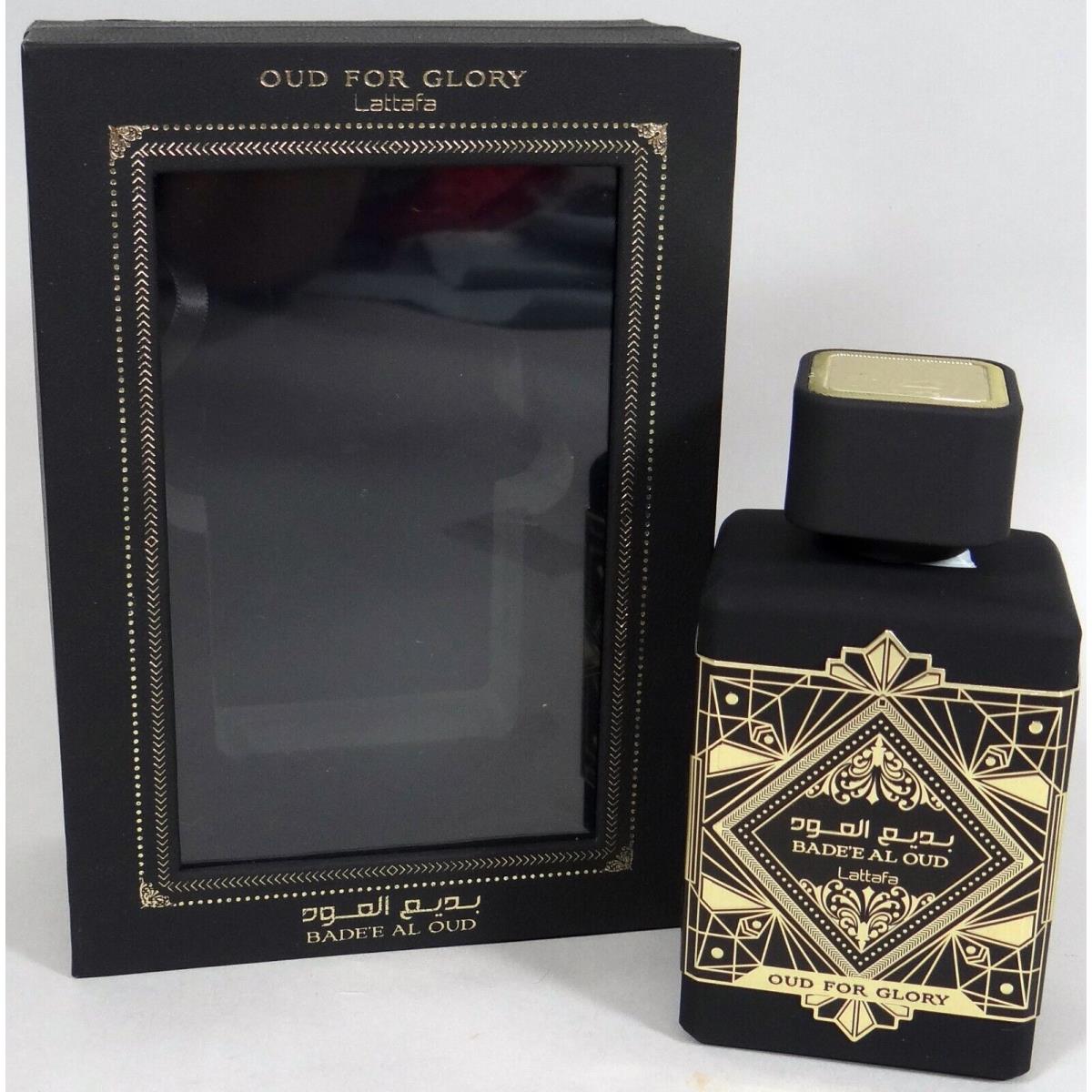 Badee al Oud For Glory Perfume Unisex Parfum 3.4oz Lattafa Full Presentation