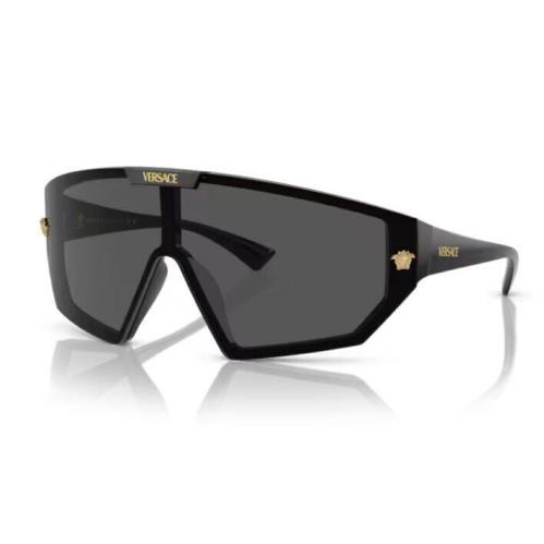 Versace VE 4461 GB1/87 Black Plastic Shield Sunglasses Grey Lens