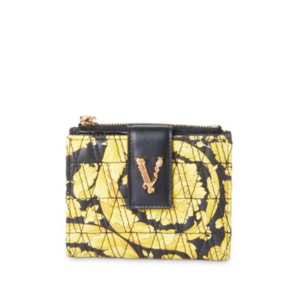 Versace Women`s Black Floral Leather Strapless Wallet