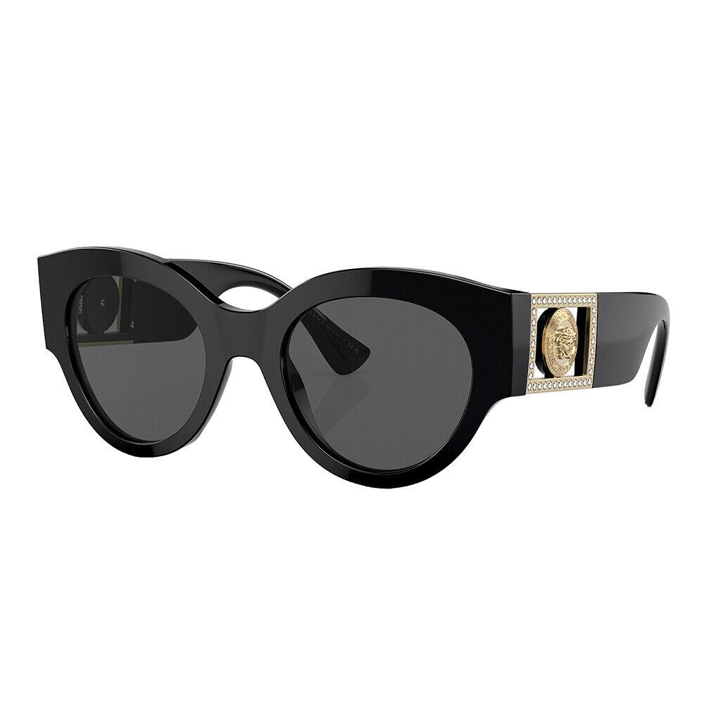 VE 4438B GB1/87 Black Plastic Round Sunglasses Grey Lens by Versace