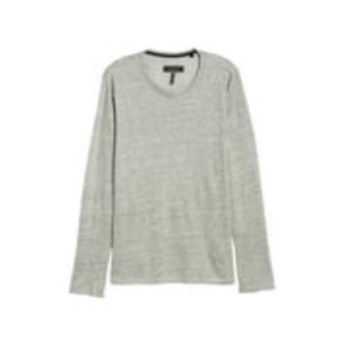 Rag Bone Owen Mens Grey Heather Long Sleeve Linen T-shirt