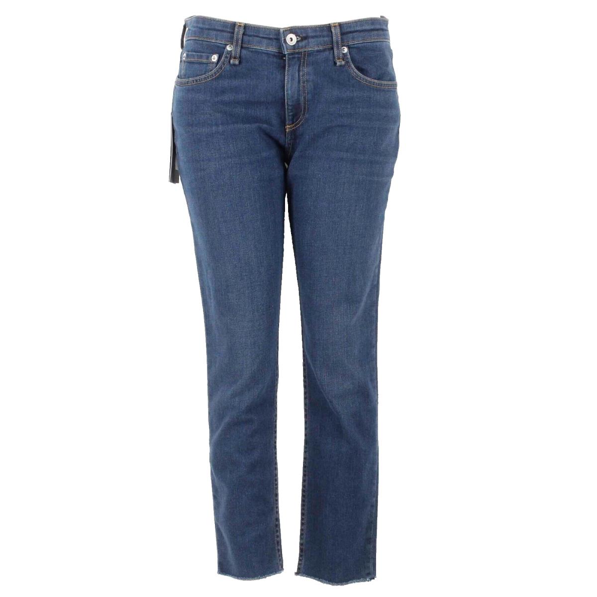 Rag Bone 28 x 27 Blue Dre Low Slim Boyfriend Cotton Blend Jean