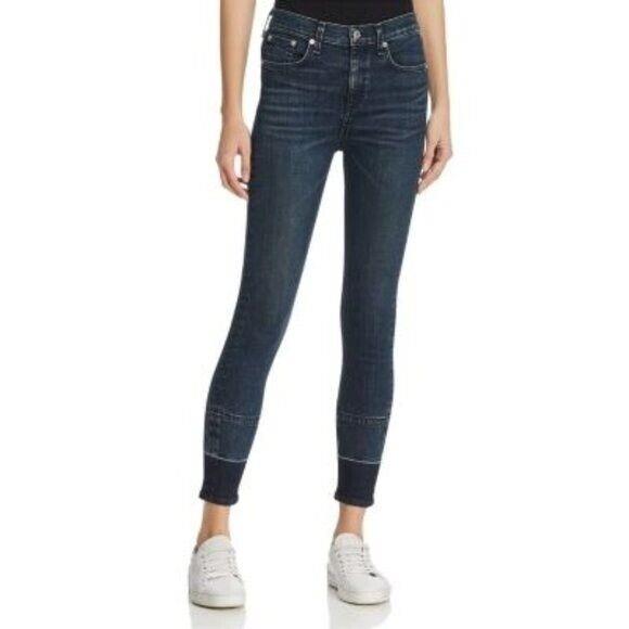 Rag Bone High Rise Ankle Skinny Dark Vee Wash Jeans 32